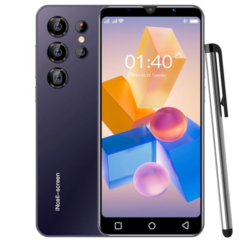 QrZrQ Preiswertes Smartphone 5,0 Zoll Display 16GB ROM (128GB skalierbar), Android 9.0, Dual-SIM-Telefon mit Dual-Kamera, WIFI/GPS/Bluetooth/Face Unlock (S24Ultra-Purple) von QrZrQ