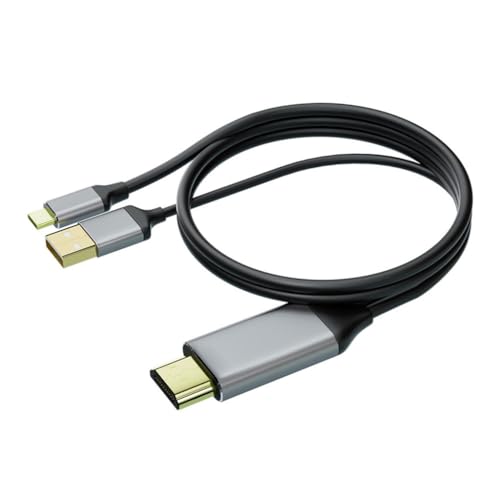 Qsvbeeqj 4K @ 60Hz HDMI-kompatibler Stecker auf USB-C-Stecker, Kabel mit USB-Stromversorgung für PC-Monitore, Projektoren, Brillen von Qsvbeeqj