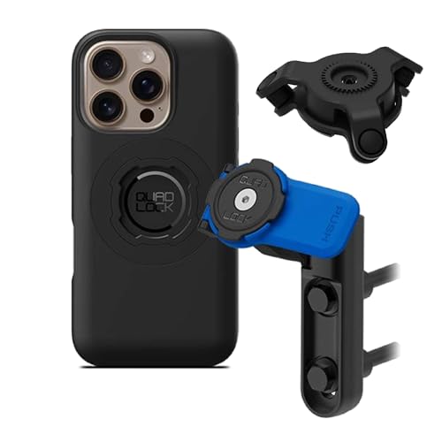 Quad Lock Bremskupplung Motorrad Handy Halterung Kit mit Vibrationsdämpfer und iPhone 16 Pro MAG Handyhülle von Quad Lock