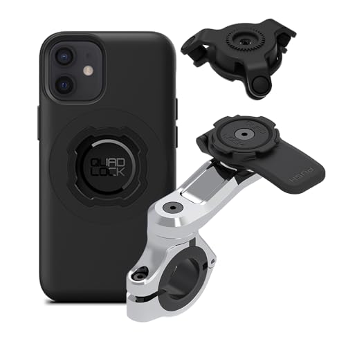 Quad Lock Motorrad-Lenkerhalterung Pro Chrom-Set mit Vibrationsdämpfer und iPhone 12 Mini MAG Case von Quad Lock