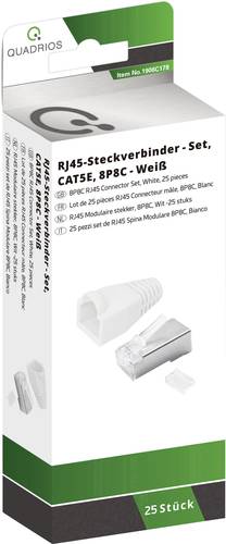 Quadrios RJ-45 Steckverbinder Set-CAT 5e 1906C178 Stecker, gerade Polzahl 8P8C Weiß 25St. von Quadrios