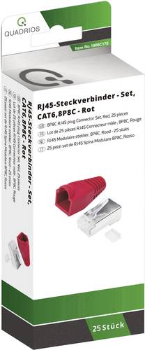 Quadrios RJ-45 Steckverbinder Set-CAT 6 1906C170 Stecker, gerade Polzahl 8P8C Rot 25St. von Quadrios