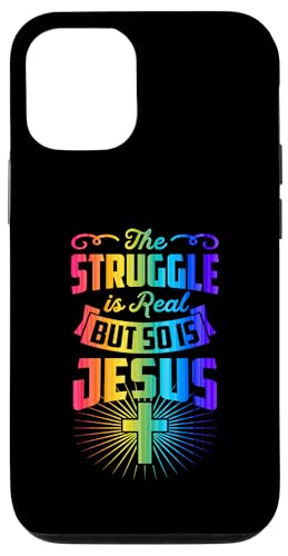 Hülle für iPhone 15 Der Kampf ist real, aber Jesus auch von Queer Birthday Party Supplies for Gay Christians