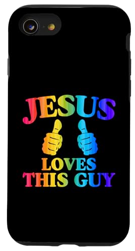Hülle für iPhone SE (2020) / 7 / 8 Jesus liebt diesen Kerl Christian Guy mit zwei Daumen von Queer Birthday Party Supplies for Gay Christians