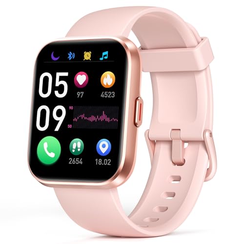 Smartwatch Damen mit Telefon-Uhr Damen digital Watch Fitness Tracker mit ekg Herzfrequenz Bluetooth Schlafmonitor Pulsmesser- Sportuhr Wasserdicht mit Schrittzähler-Armbanduhr für iOS Android(Rosa) von Quican