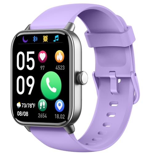 Smartwatch Damen mit Telefon-Uhren Damen digital Watch Fitness Tracker mit ekg Herzfrequenz Bluetooth Schlafmonitor Pulsmesser- Sportuhr Wasserdicht mit Schrittzähler-Armbanduhr für iOS Android(Lila) von Quican