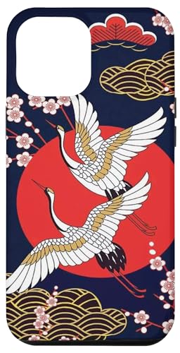 Hülle für iPhone 15 Plus Japanische Kranichvögel fliegende Sakura von Quinn Cafe