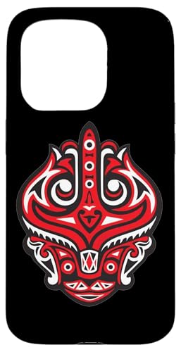 Hülle für iPhone 15 Pro Gorga Batak indonesische ethnische Maske Tribal Muster von Quinn Cafe