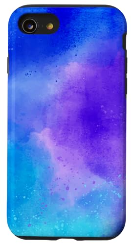 Hülle für iPhone SE (2020) / 7 / 8 Blauer lila Aquarell-Hintergrund von Quinn Cafe