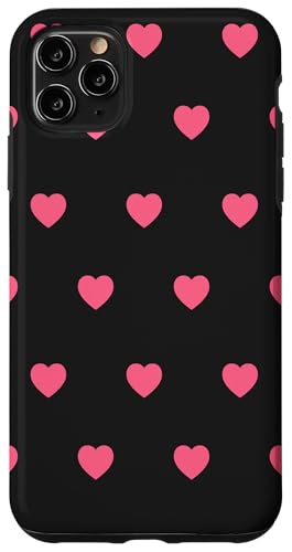 Rosa Herz Liebe schwarzer Hintergrund Hülle für iPhone 11 Pro Max von Quinn Cafe