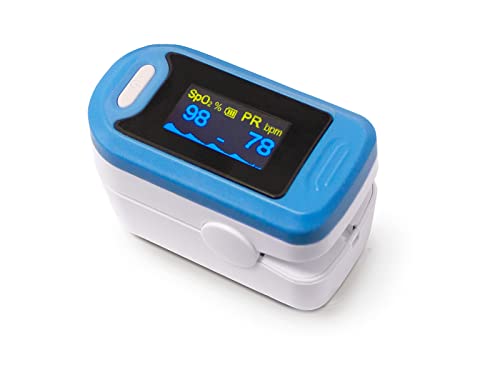 QUIRUMED Pulsoximeter für Erwachsene, tragbares Pulsoximeter, Messgerät für die Pulssauerstoffsättigung (SpO2), OLED-Display, sofortige Anzeige, automatische Abschaltung, geringer Stromverbrauch von Quirumed