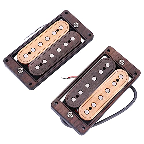 Qukaim PickupforLPSG Gitarre Palisander Ahornholz Magnet Hals Brücke Tonabnehmer Humbucker mit Rahmen für LP SG Gitarre Ersatzteil Kompatibel mit Humbucker Tonabnehmersystemen von Qukaim