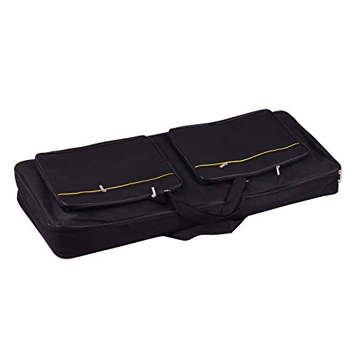 Qukaim pianocase Tasche für E-Piano, tragbare Gig-Tasche mit Griff, 8 mm Anti-Kollisions-Baumwoll-Zwischenschicht für 61 Tasten, Keyboard-Pianos, schwarz, mit Außentaschen von Qukaim