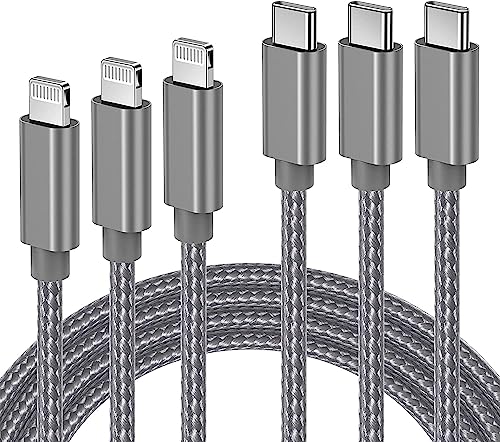 Quntis 3 Stück USB C Lightning Ladekabel iPhone Schnell MFi-zertifiziert 123 m Ladegerät Lightning USB C Nylon für iPhone 12 13 Mini 11 Pro X XR XS Max 8, iPad Pro/Air 2019/Mini, Kabel C-Lightning, von Quntis