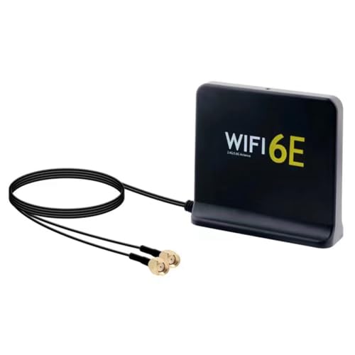 Qusedwey Tragbare 2,4G/5G/6G WiFi 6E-Antenne mit Kabel, Kabellose Innenantenne mit Magnetischer Unterseite für Netzwerkkarte, Einfache Installation, Schwarz von Qusedwey