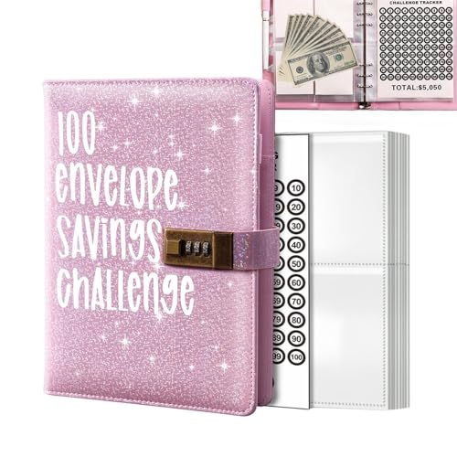 100 Envelope Saving Challenge, A6 Budget Ordner Mit Reißverschluss Umschlägen, Budget Binder Sparbuch Budget Planer Geld Organize Mit Budgetbogen, Für Schec, Bargeld, Geld Sparen, Save 5,050 von Qutalmi