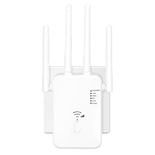 WLAN Repeater WLAN Verstärker 1200 Mbit/s,WiFi Repeater DualBand WiFi Booster Internet Verstärker mit Externen 4 Antenne Internet Booster Mit LAN/WAN Port,Kompatibel Allen WLAN Geräten(Weiß) C von Qwdqwd