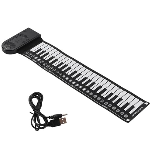 Qyrugcxs Rollbares E-Piano mit Tastatur für Anfänger, Faltbar, 49 Tasten, Elektronisches Klavier, Langlebig, Einfache Installation von Qyrugcxs