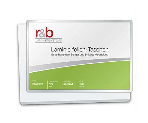 r&b FT-KC-125 Laminierfolien Key Card, 64 x 99 mm, 2 x 125 mic, 100 Stück von R&B