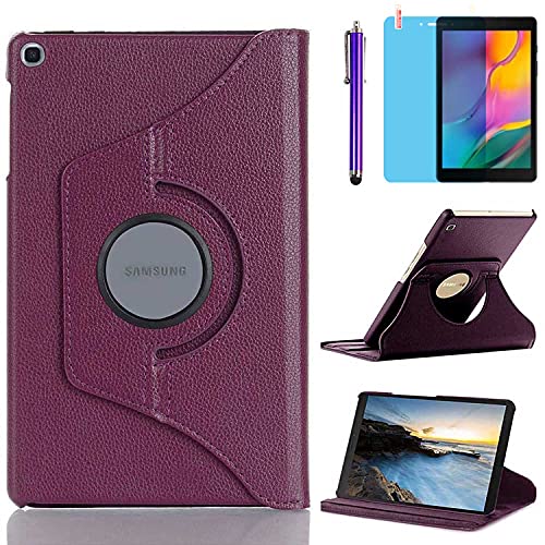 Hülle für Samsung Galaxy Tab A 8.0'' 2019 (SM-T290 SM-T295 SM-T297), 360 Grad drehbarer Ständer Schutzhülle,Mit Stylus Pen,Bildschirm Film (Purple) von R.SHENGTE