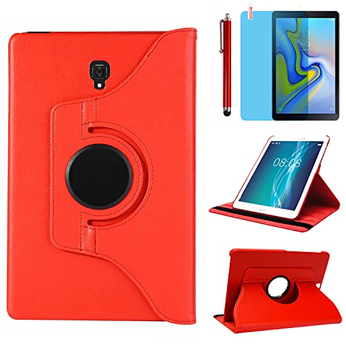 Hülle für Samsung Galaxy Tab S4 10.5'' 2018 (SM-T830 SM-T835 SM-T837), 360 Grad drehbarer Ständer Smart Schutzhülle,Mit Stylus Pen,Bildschirm Film (Red) von R.SHENGTE