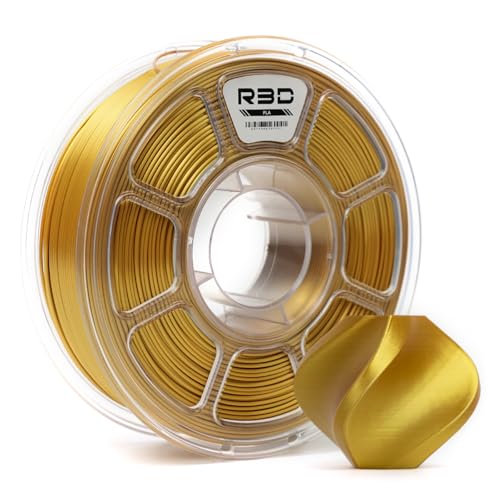 R3D PLA 3D-Filament 1,75 mm, 0–370 mm/s Hochgeschwindigkeitsdruck, Maßgenauigkeit +/- 0,02 mm, 1 kg (2,2 lbs), transparente Kunststoffspule, 3D-Druck-Filament (Seidengold) von R3D