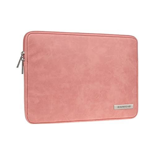 RAINYEAR 16 Zoll Laptop Hülle Faux Wildleder Tasche Gepolsterte PU Velourleder Schutzhülle Kunstleder Ledertasche Wasserfeste Laptophülle Kompatibel mit 16 MacBook Pro A2141 A2485(Korallenrot) von RAINYEAR make life easier