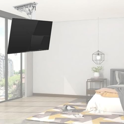 tv deckenhalterung elektrisch, deckenhalterung für Fernseher mit automatischem Lift, tv Lift elektrisch für 32-70-Zoll-Fernseher, Tragfähigkeit 45 kg (B) von RAJYQODIS