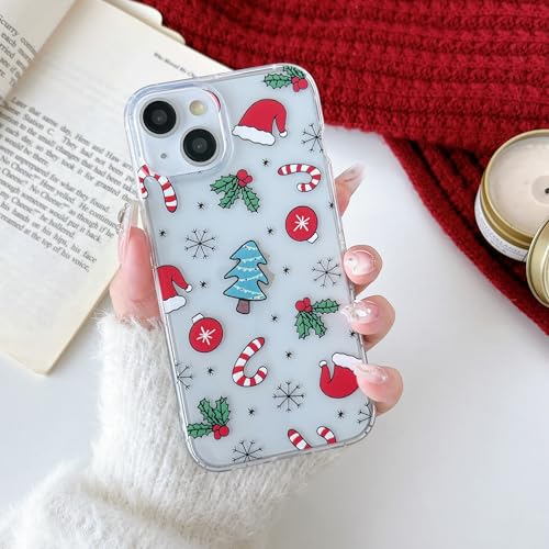 RALEAVO Weihnachten Handyhülle für iPhone 13 / iPhone 14 6.1", Niedlich Klar Cartoon Design Hülle weiches Silikon schützende stoßfest Bumper Cover Case für iPhone 13 / iPhone 14-Schwarzer Schnee von RALEAVO