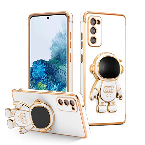 RALEAVO Hülle für Samsung Galaxy S20 FE 5G mit Astronaut Ständer, Kameraschutz Kratzfest Stoßfeste Bumper Handyhülle mit 3D Cartoon für Galaxy S20 FE-Weiß von RALEAVO