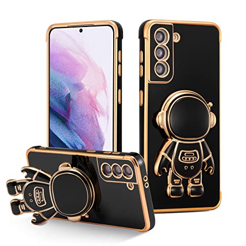 RALEAVO Hülle für Samsung Galaxy S22 Plus 5G mit Astronaut Ständer, Kameraschutz Kratzfest Stoßfeste Bumper Handyhülle mit 3D Cartoon für Galaxy S22 Plus-Schwarz von RALEAVO