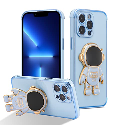 RALEAVO Hülle für iPhone 13 Pro (6.1") mit Astronaut Ständer, Kameraschutz Kratzfest Stoßfeste Bumper Handyhülle mit 3D Cartoon für iPhone 13 Pro-Blau von RALEAVO