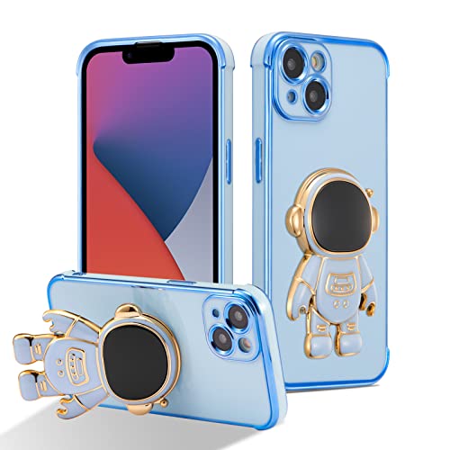 RALEAVO Hülle für iPhone 14 Plus (6.7") mit Astronaut Ständer, Kameraschutz Kratzfest Stoßfeste Bumper Handyhülle mit 3D Cartoon für iPhone 14 Plus-Blau von RALEAVO