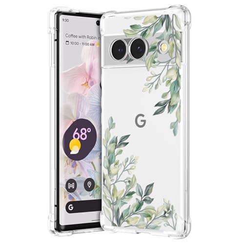 RALEAVO Kompatibel mit Google Pixel 8a Handyhülle Transparent Blume Hülle Mädchen Muster Stoßfest Hülle mit Schön Motiv für Pixel 8a-Blatt von RALEAVO