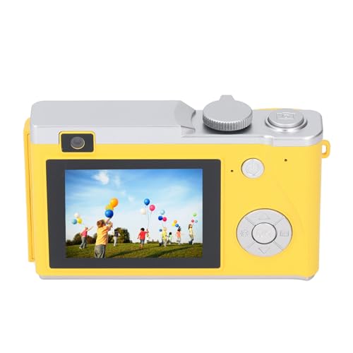 Hochauflösende 48 MP 1080P-Digitalkamera mit 16-fachem Digitalzoom, 2,4-Zoll-HD-Display, Doppelobjektiv, Typ-C-Aufladung und Einfacher Point-and-Shoot-Funktion (Yellow) von RASTKY