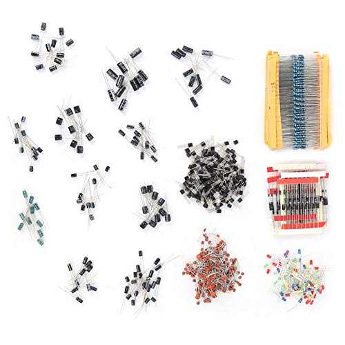 Umfassendes 1390-teiliges Elektronikkomponenten-Set mit Widerstand, Elektrolytkondensator, LED-Diode, Transistor und Keramikkondensator von RASTKY