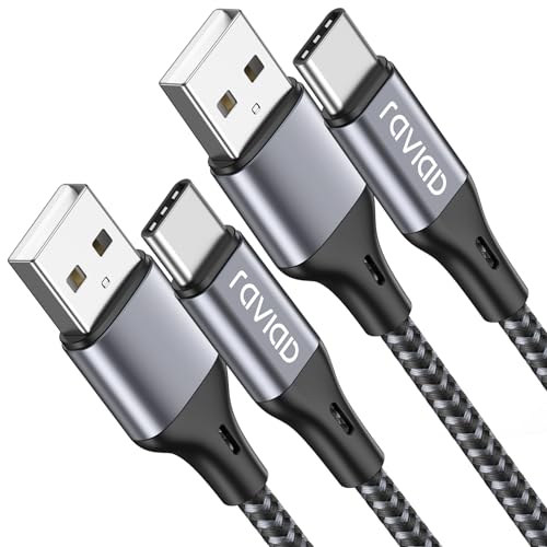 RAVIAD USB C Kabel [2Stück 3M], Ladekabel USB C Schnellladekabel Nylon Typ C Ladekabel für iPhone 16 15 Pro Max, Samsung Galaxy S24 S23 S22 S21 S20 S10 S9 S8 Note10, Huawei P60, Xperia, OnePlus-Grau von RAVIAD