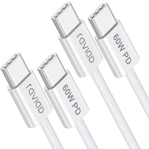 RAVIAD USB C auf USB C Kabel [2Stück 1M], iPhone 15 Ladekabel 60W 20V/3A USB C Ladekabel PD 3.0 Schnellladekabel USB C für iPhone 15, Samsung S24/23/S22/S21, MacBook Pro/Air, Pad Pro/Air, Huawei- Weiß von RAVIAD