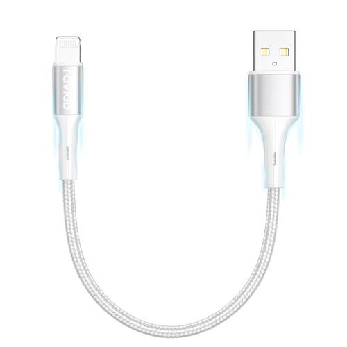 RAVIAD iPhone Ladekabel Lightning Kabel 0.3M, [MFi Zertifiziert] Nylon iPhone Kabel Kompatibel mit iPhone 13 12 11 Pro XS Max XR X SE 2020 8 8 Plus 7 7 Plus 6s 6 5s 5 Mini Air Pro - Silber von RAVIAD