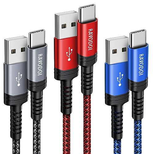 USB C Kabel[3Stück 3M],USB auf USB C Kabel Nylon Ladekabel USB Typ C Schnellladekabel für Samsung Galaxy S22 Ultra S21 S20 S23 S10 A12 A21s A20e A40 A32 A52S,Google Pixel 7 6,Google Pixel,Switch,PS5 von RAVODOI