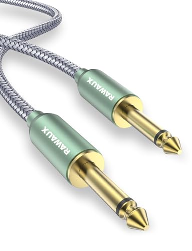 RAWAUX 6.35mm GitarrenKabel, Klinke Audio Kabel Nylon Geflochten Instumentenkabel 6.35mm auf 6.35mm Klinke 1/4" TS Kabel für Giatrre, Bass, Microfon, Verstärker, Mixer 3M von RAWAUX