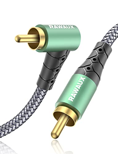 RAWAUX 90 Grad Gewinkelt Cinch Audio Kabel -1.5M Cinch auf Cinch Stereo Audiokabel, Rechtwinkliges Subwoofer Kabel für Verstärker, Lautsprecher, Soundbar, Heimkino und HiFi Systeme von RAWAUX