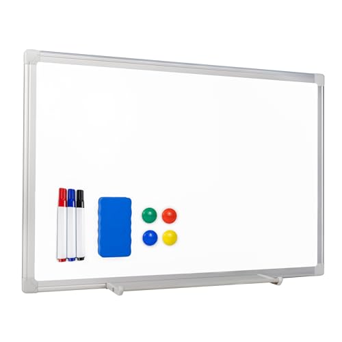 Raylu Paper® - Magnetisches Whiteboard mit Aluminiumrahmen, Stiftablage, Montage-Set, 3 Filzstifte, 4 Magnete und 1 magnetischer Radierer, trocken abwischbares Whiteboard (40 x 60 cm) von RAYLU PAPER