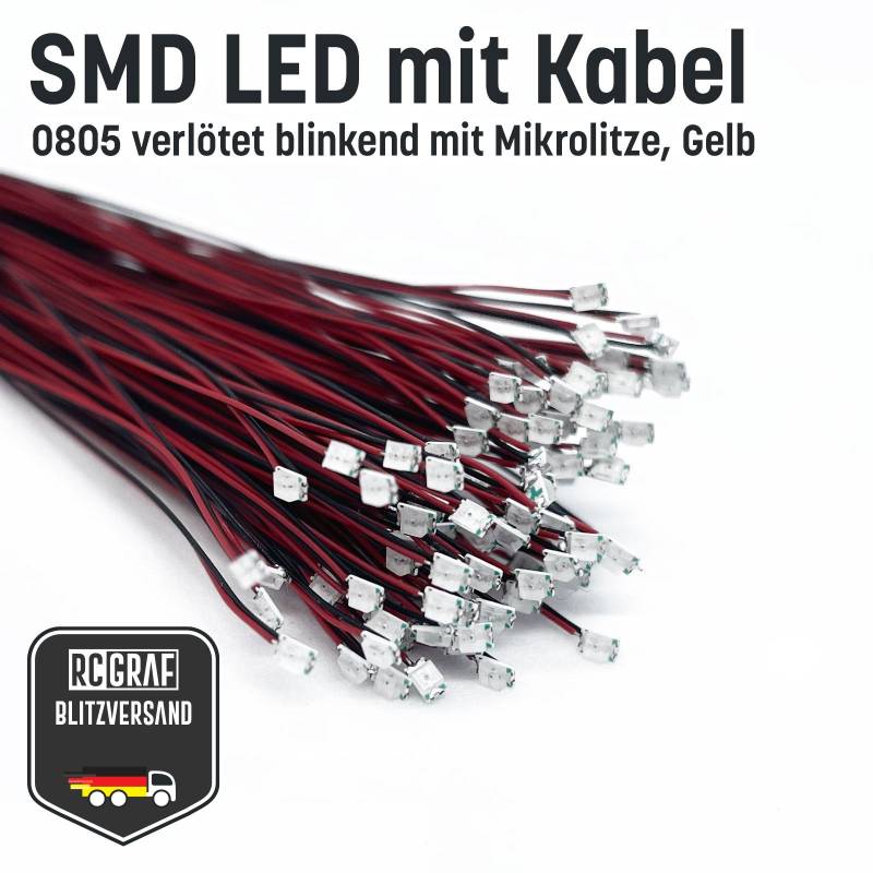 Blinkende SMD LED 0805 Microlitze 30cm von RCGRAF