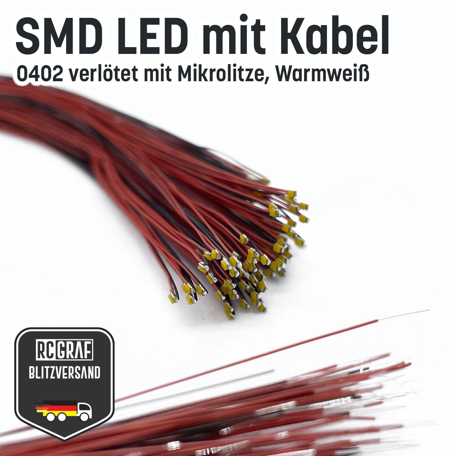 SMD LED 0402 Microlitze 30cm verlötet von RCGRAF