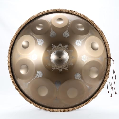 Handpan Drum, 22 Zoll, 9/10/12 Töne, 440 Hz/432 Hz, D-Moll, Kurd-Handpan, Handpan-Instrument Mit Weicher Handpan-Tasche, 2 Handpan-Schlägeln, Handpan-Ständer Und Staubfreiem Tuch(12 Notes (440Hz)) von RDHMJSJAZ