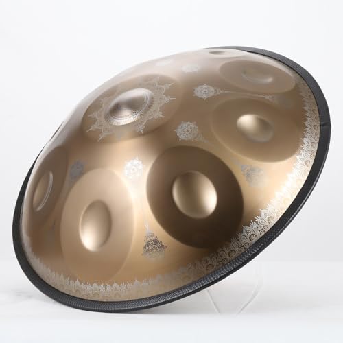 Handpan Drum, 22 Zoll, 9/10/12 Töne, 440 Hz/432 Hz, D-Moll, Kurd-Handpan, Handpan-Instrument Mit Weicher Handpan-Tasche, 2 Handpan-Schlägeln, Handpan-Ständer Und Staubfreiem Tuch(9 Notes (432Hz)) von RDHMJSJAZ