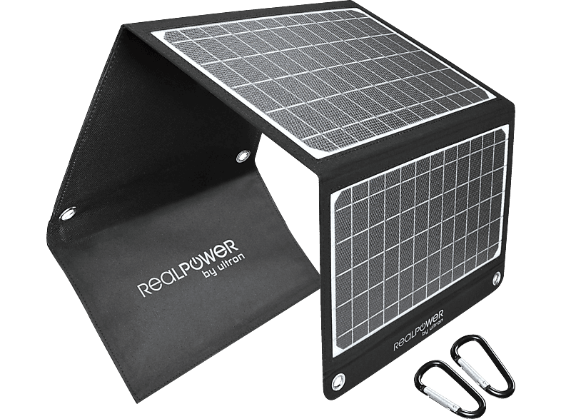 REALPOWER P-22 E Mobiles Solarpanel universal, 5-12 Volt 22.5 W, Black von REALPOWER