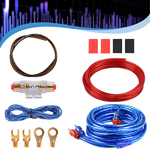 Verstärker Kabelsatz, Anschluss-Set Auto Verstärker Kabel Set, Subwoofer Kabel Set Endstufe Kabel, Car Audio Wire, 800W (10-Gauge Leitung, 4,5 Meter) von REAQUE