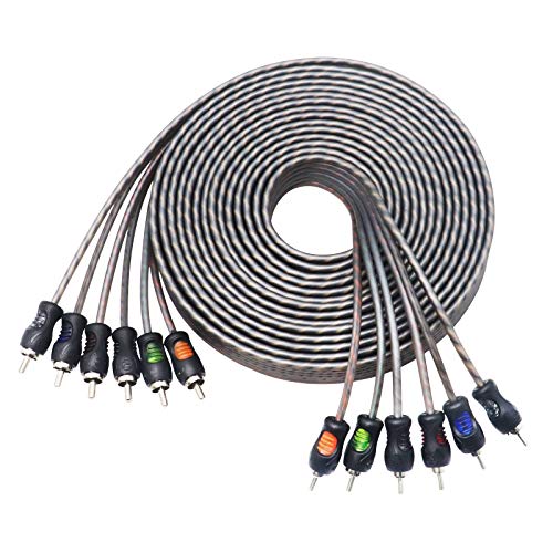 RECOIL RCI617 99,99% sauerstofffreies Kupfer, 17 Fuß（5,2 m, 6-Kanal-Cinch-Audiokabel, Twisted Pair mit Rauschunterdrückung von RECOIL